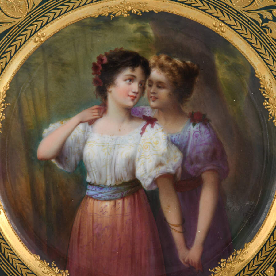 Antique Royal Vienna Hand-Painted Portrait "Geheimniss" Plate-2