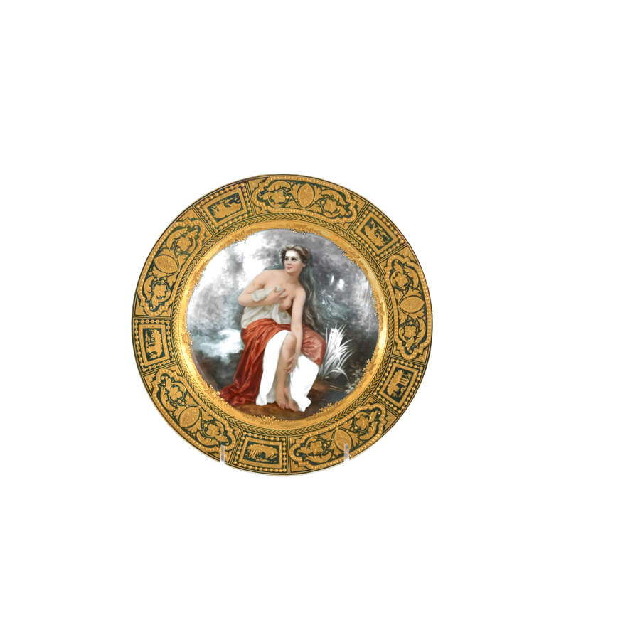 Antique Royal Vienna Hand-Painted Portrait "Baigneuse" Plate-4