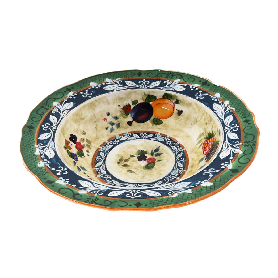 Oversized Certified International Floral and Fruit Decorated Serving Bowl-9