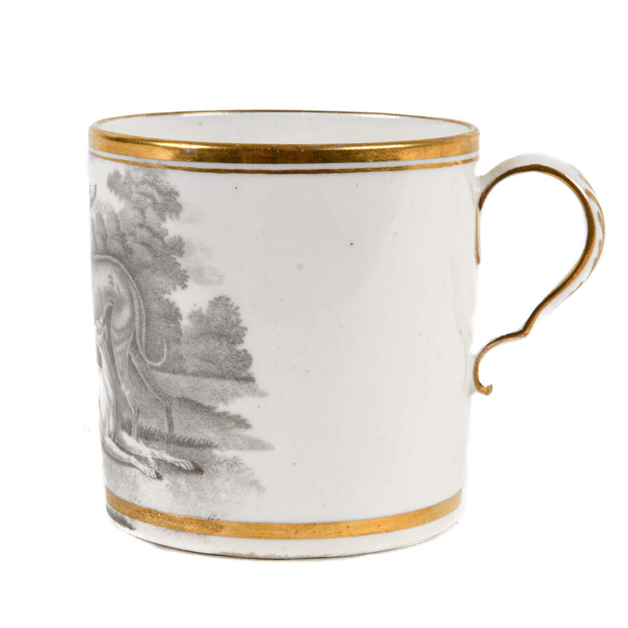 Antique Rare Spode Bat Print Greyhounds Coffee Cup-2