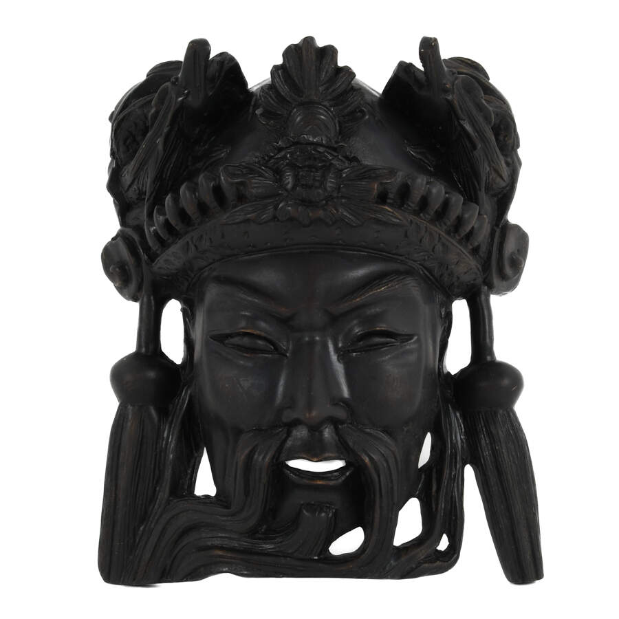 Chinese Carved Ebonized Wood Emperor Mask-1