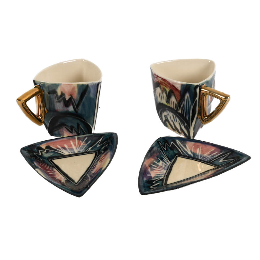 Abstract Modernist Guy Simoneau Triangular Tea Service Set-4