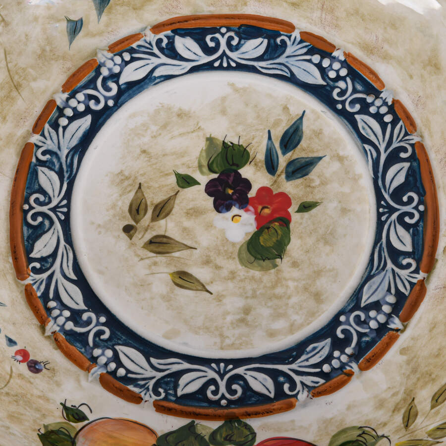 Oversized Certified International Floral and Fruit Decorated Serving Bowl-3