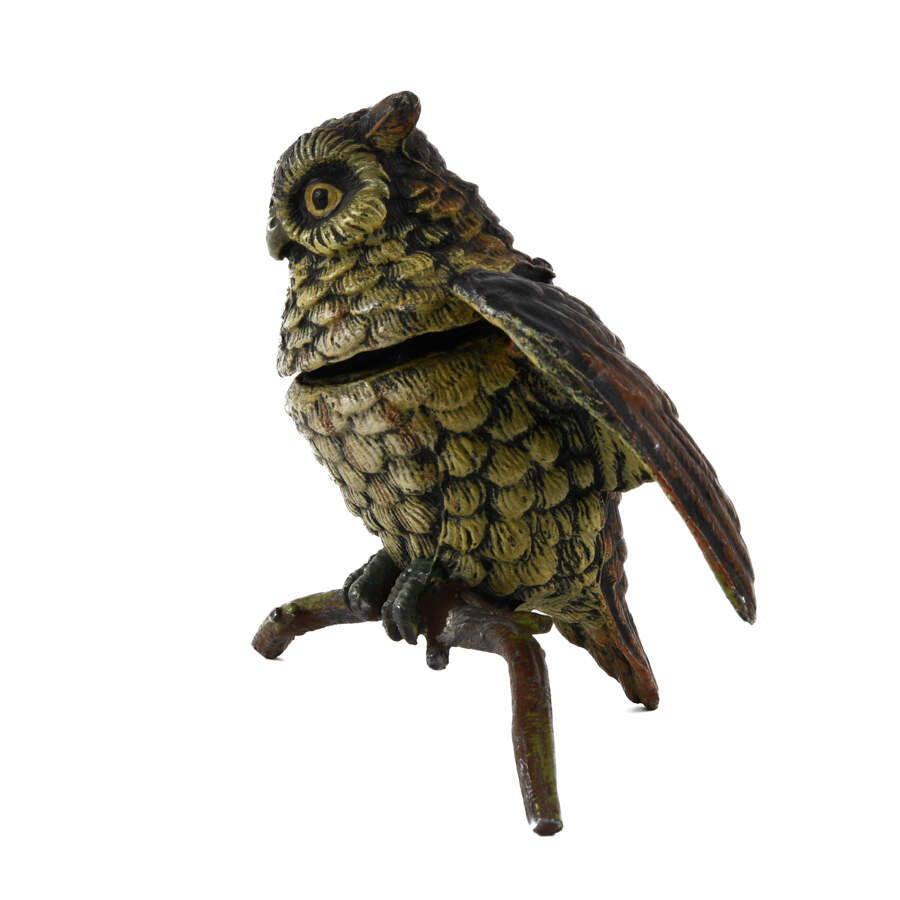 Austrian Cold Painted Great Horned Owl Inkwell-2