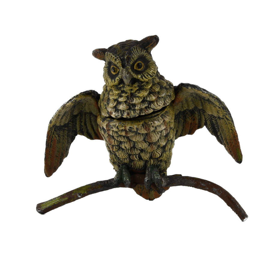 Austrian Cold Painted Great Horned Owl Inkwell-1