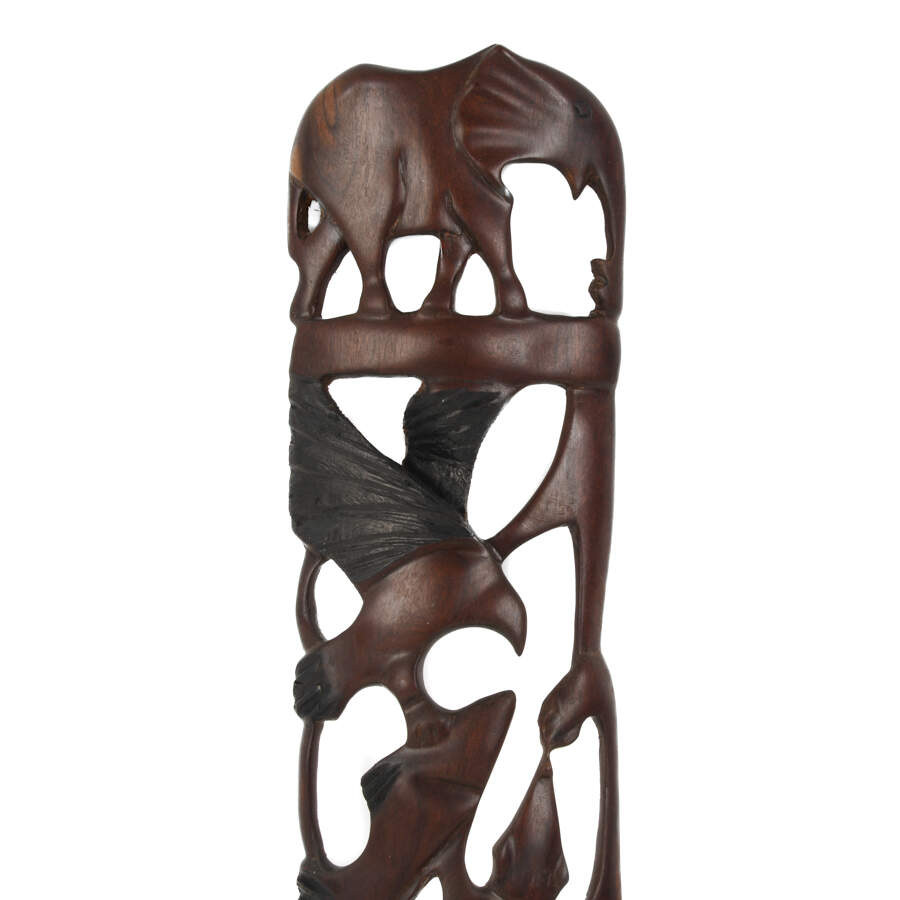 African Zambian Carved Wooden Wall Panel-4