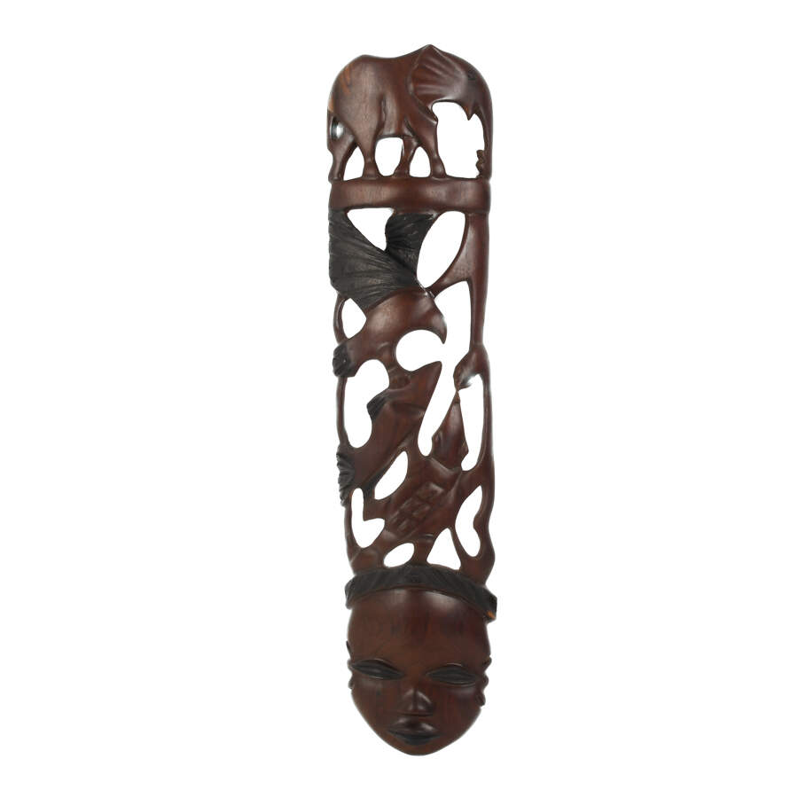 African Zambian Carved Wooden Wall Panel-1