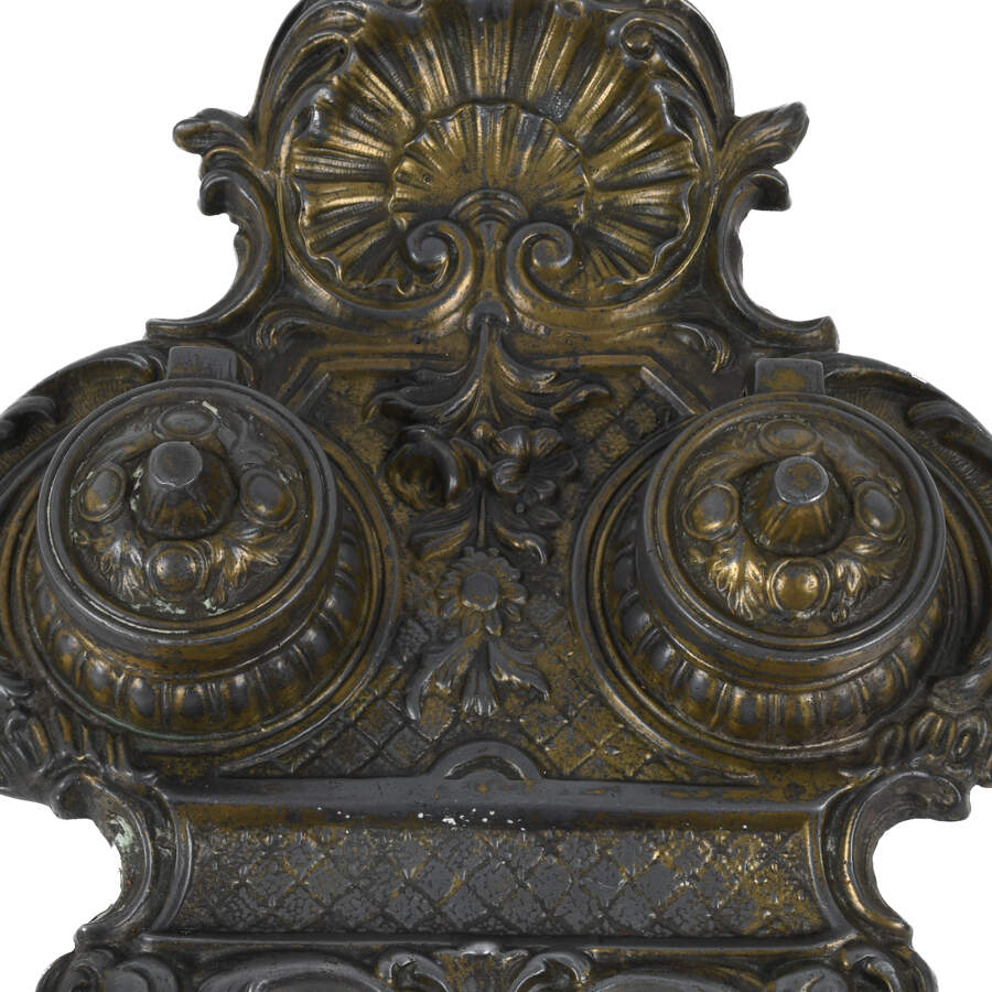 Antique Victorian 19th-Century Ornate Double Inkwell-3