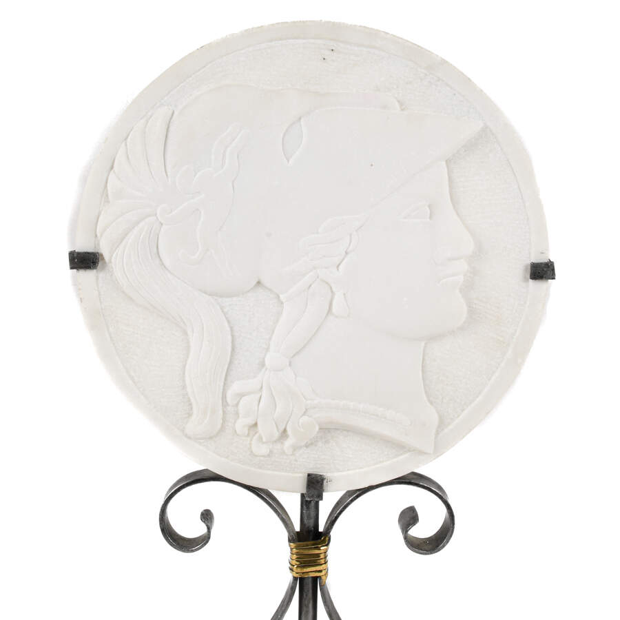 Royal Bonn Marble Roman Soldier Medallion on Stand-4