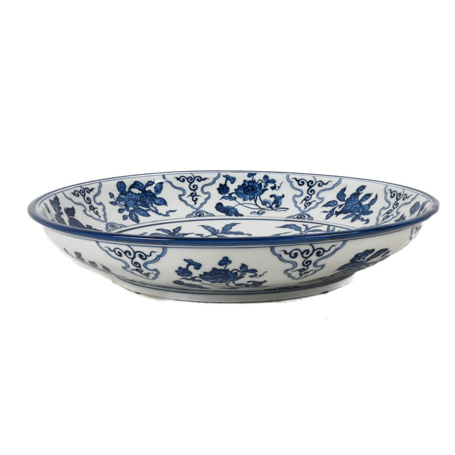 Decorative Chinese Blue Birds and Pomegranates Plate-1
