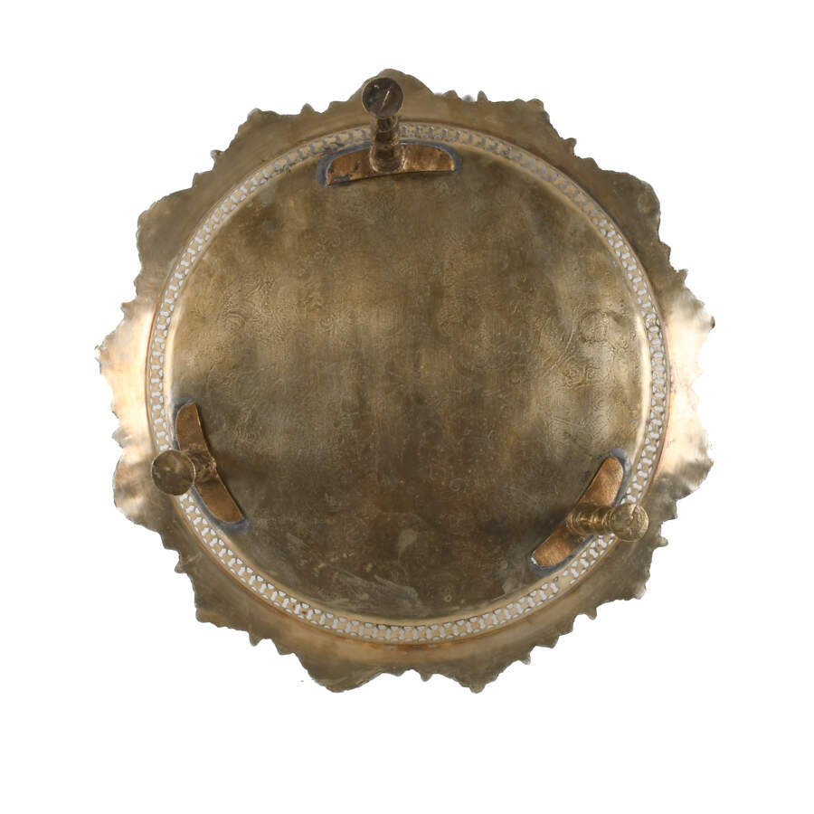 Middle Eastern Moroccan Silverplate Footed Tray Table-5