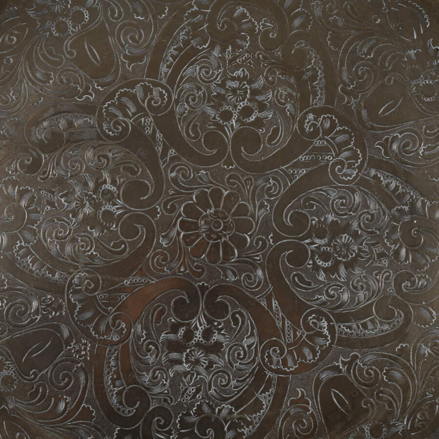 Middle Eastern Moroccan Silverplate Footed Tray Table-4