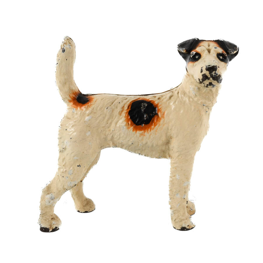 Antique Cast Iron Wire-Haired Fox Terrier Dog Doorstop-1