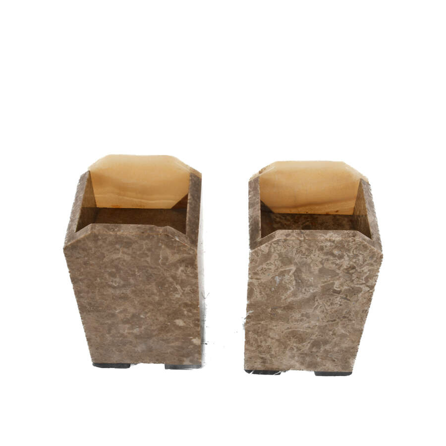Matched Pair of Art Deco Brown and Black Garnitures-4