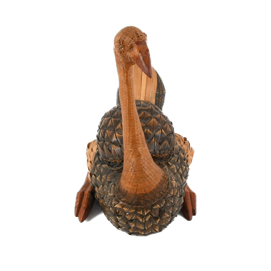 Mid-Century Modern Rattan Zhejiang Handicraft Goose Basket-5