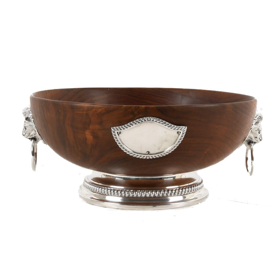 American E.G. Webster & Son Burlwood and Silverplate Trophy Bowl-1