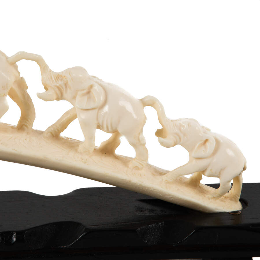 Procession of Faux Elephants on a Wood Base-5