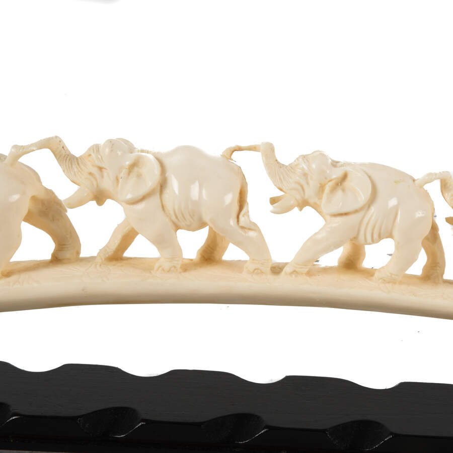Procession of Faux Elephants on a Wood Base-4