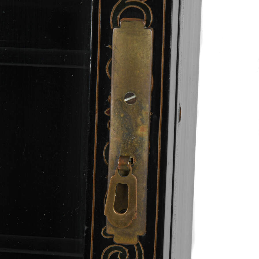 Chinese Black Lacquer Hanging Wall Display Case-4