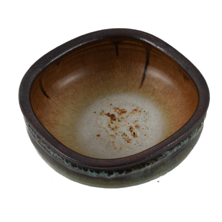 Artist Signed Studio Art Pottery Drip Glaze Bowl-3