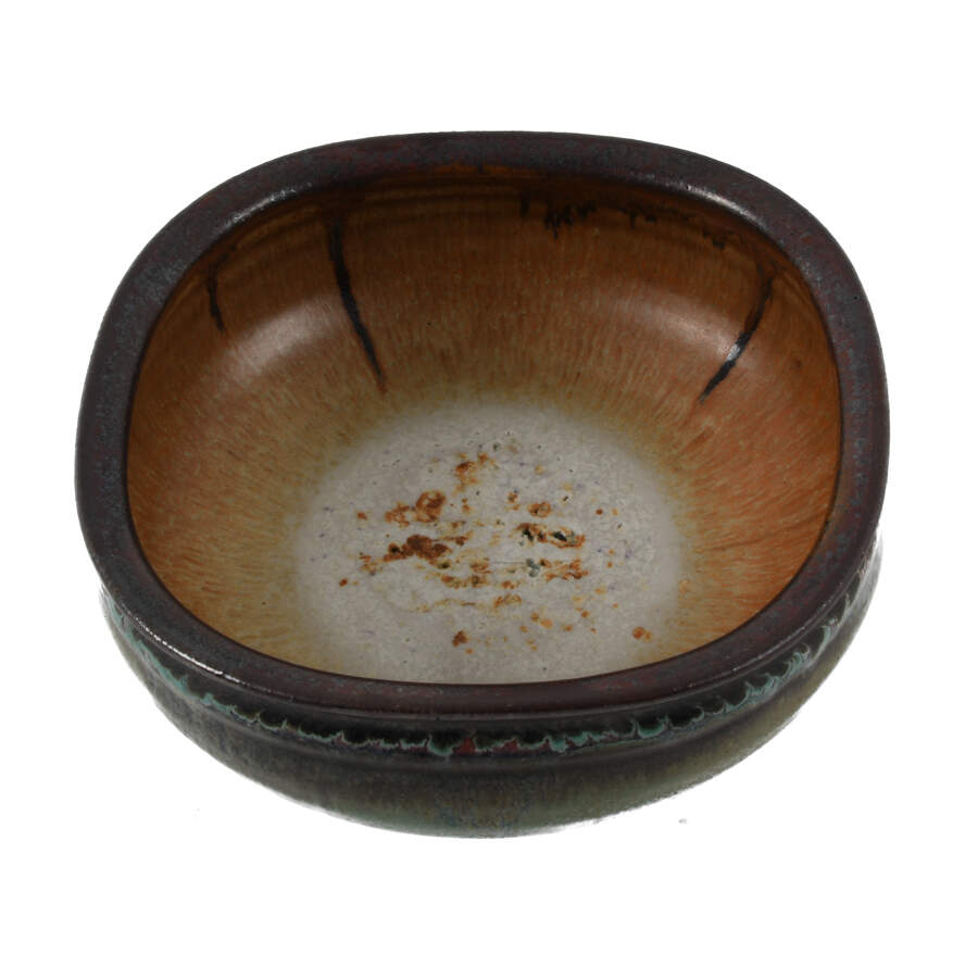 Artist Signed Studio Art Pottery Drip Glaze Bowl-2