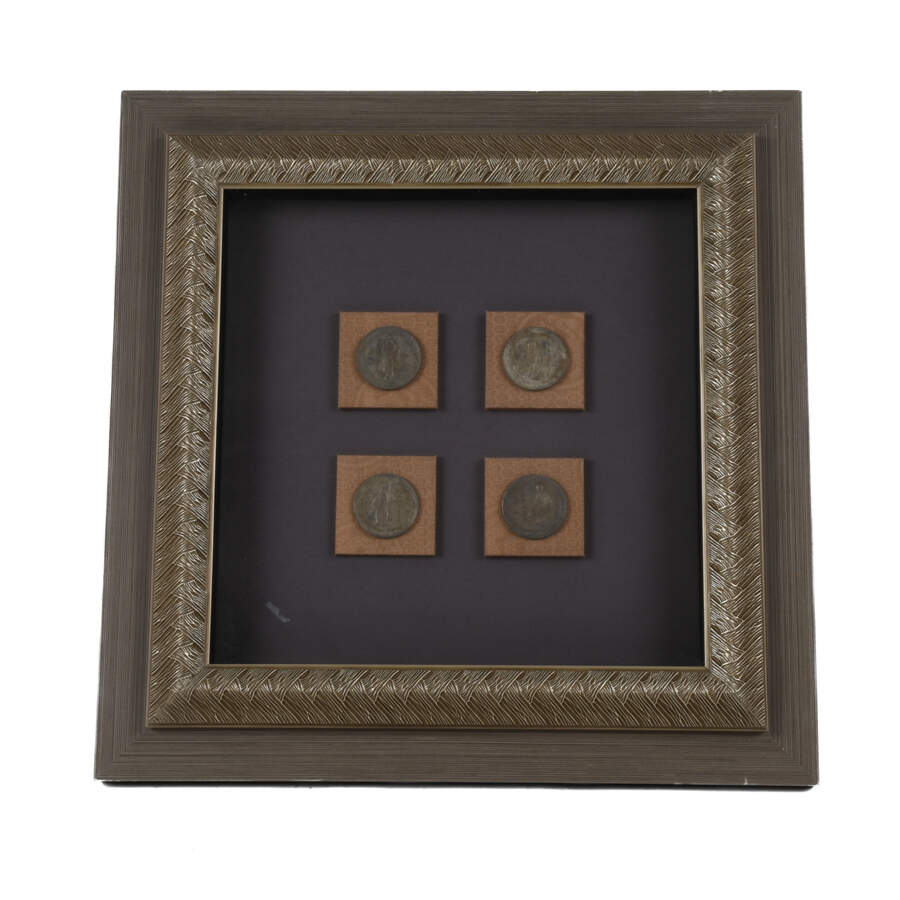 Framed Shadow Box of Ancient Chinese Buddhist Coins-1