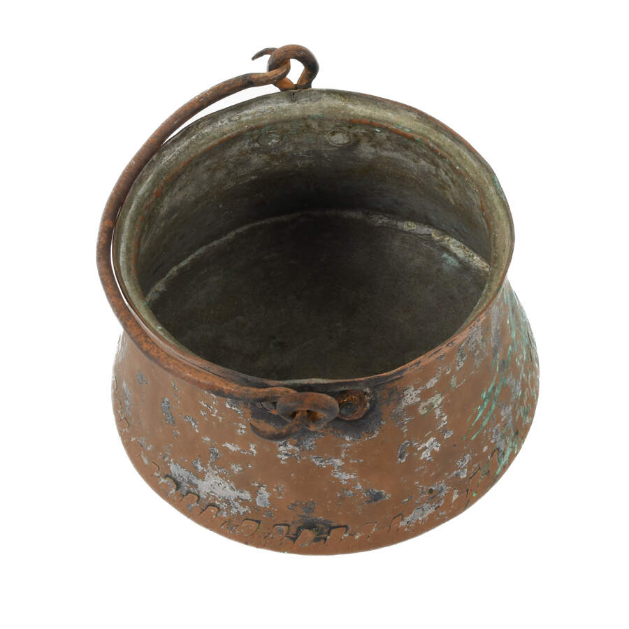 Antique Copper Plate and Tin Cauldron-3