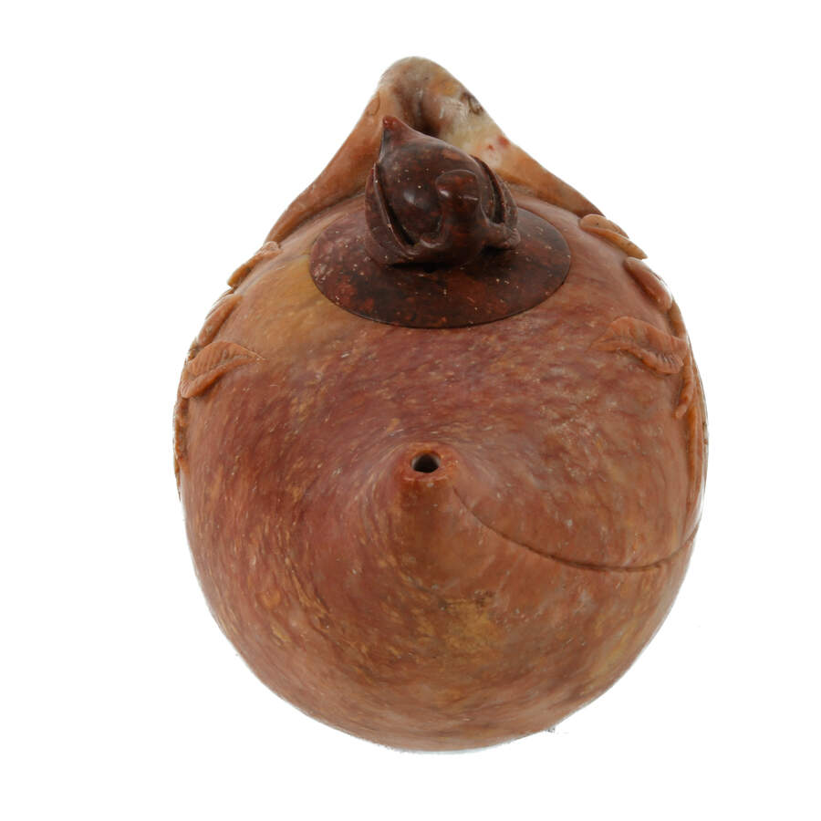 Chinese Shoushan Carved Stone Peach Teapot-6