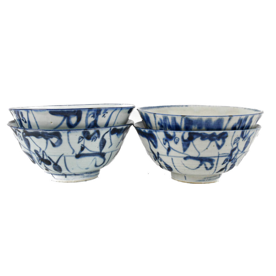 Group of Four Chinese Blue and White Bowls-3