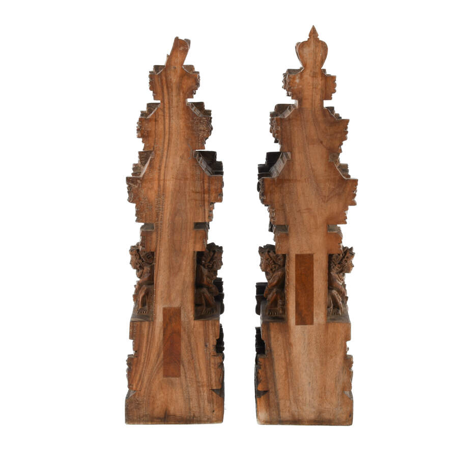 Balinese Carved Wood Gapura Temple Gate Bookends-4