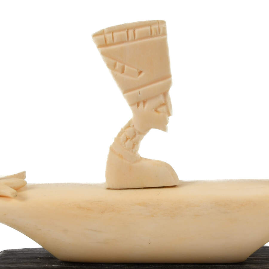 Antique Carved Bone Figural Egyptian Sailboat Sculpture-2