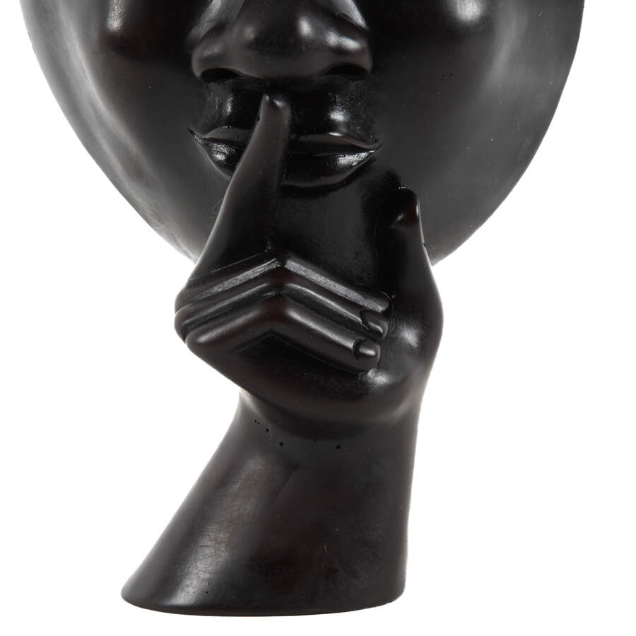 Carved "Silence is Golden" Mask Sculpture-3