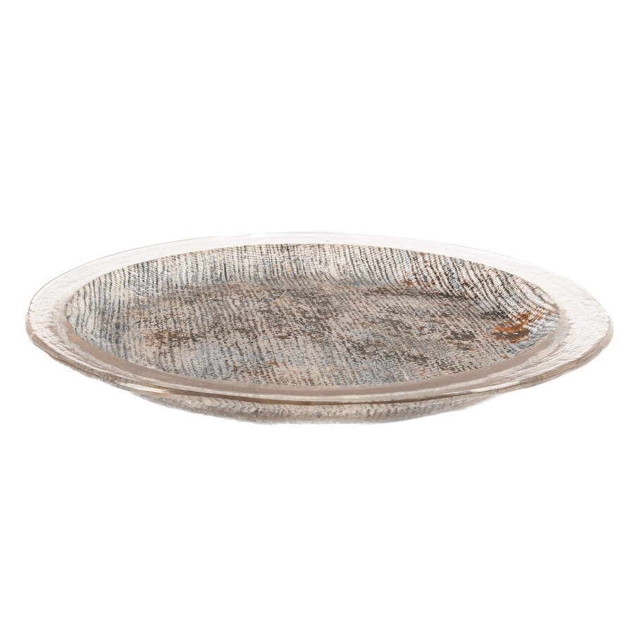 Hand-Blown Glass and Net Fabric Circle Dish-3