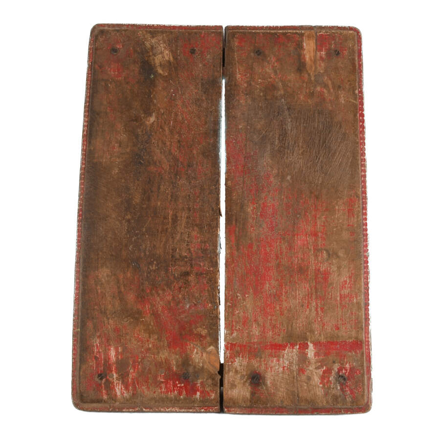 Antique Primitive Red Polychrome Wood Riser-5
