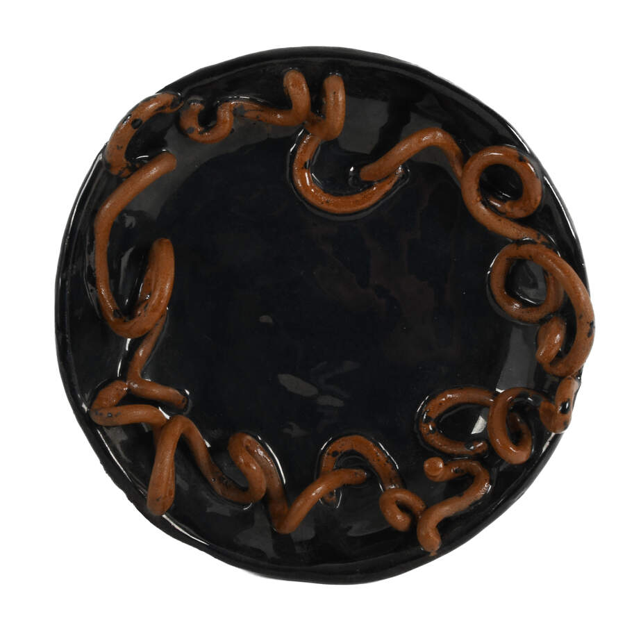 Folk Art-Style Ceramic Pottery Dish-4