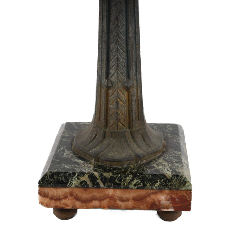 Pair Art Deco Red Marble Mantel Garnitures-6
