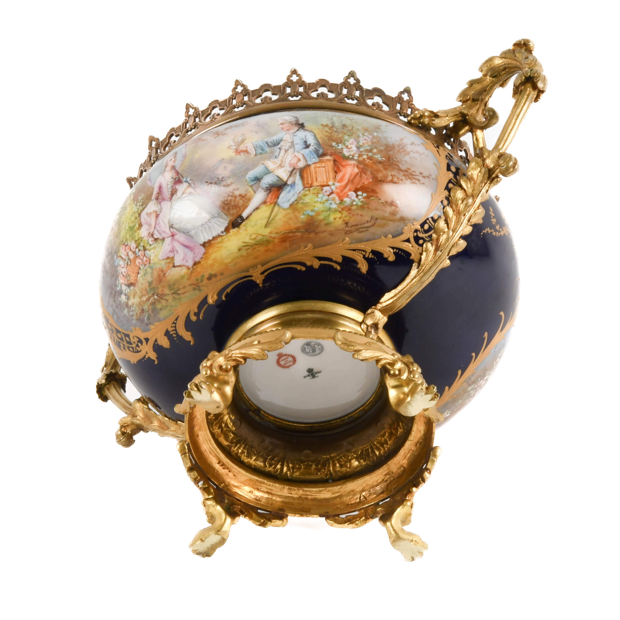 Antique French Sèvres-Style Hand-Painted and Ormolu Centerpiece-8