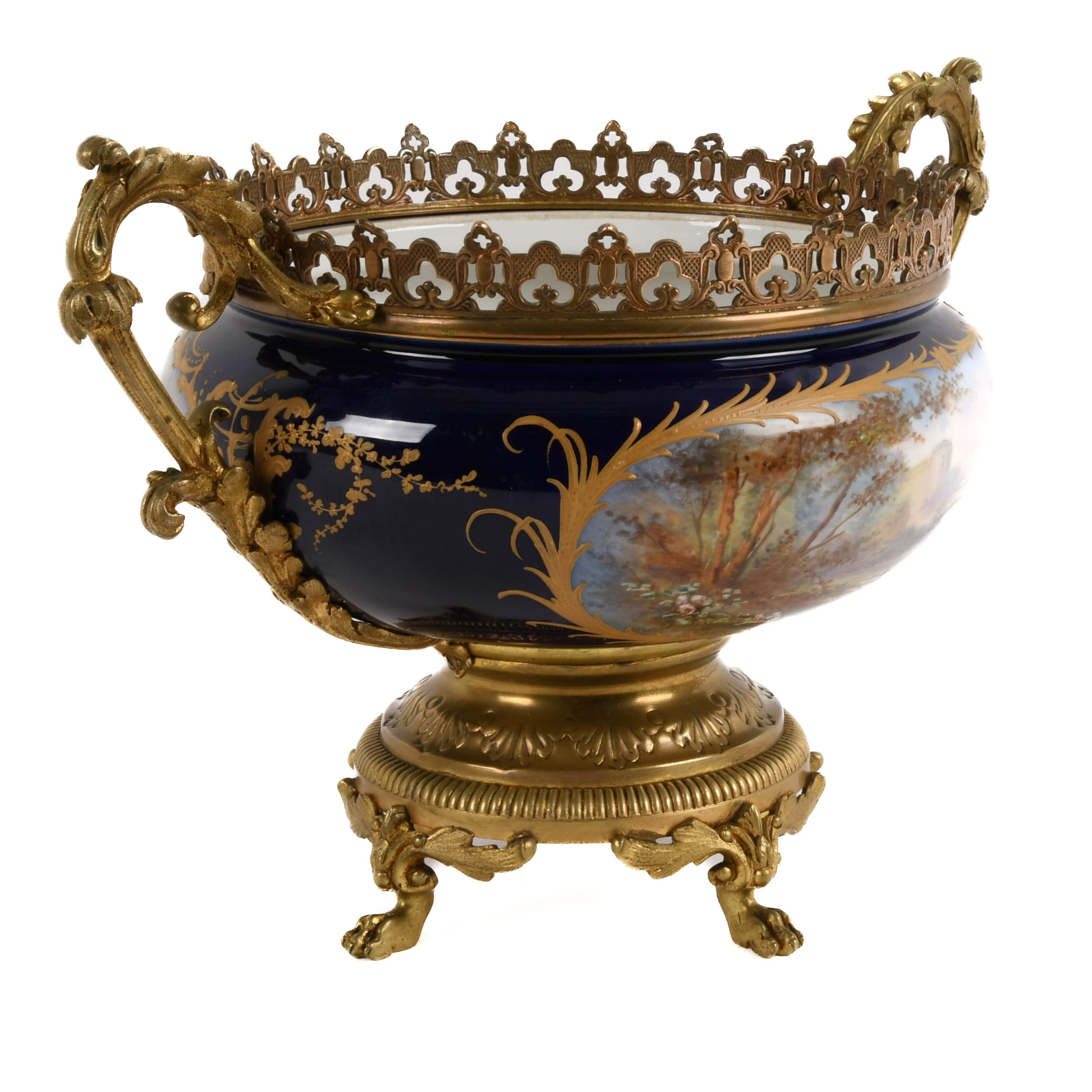Antique French Sèvres-Style Hand-Painted and Ormolu Centerpiece-6