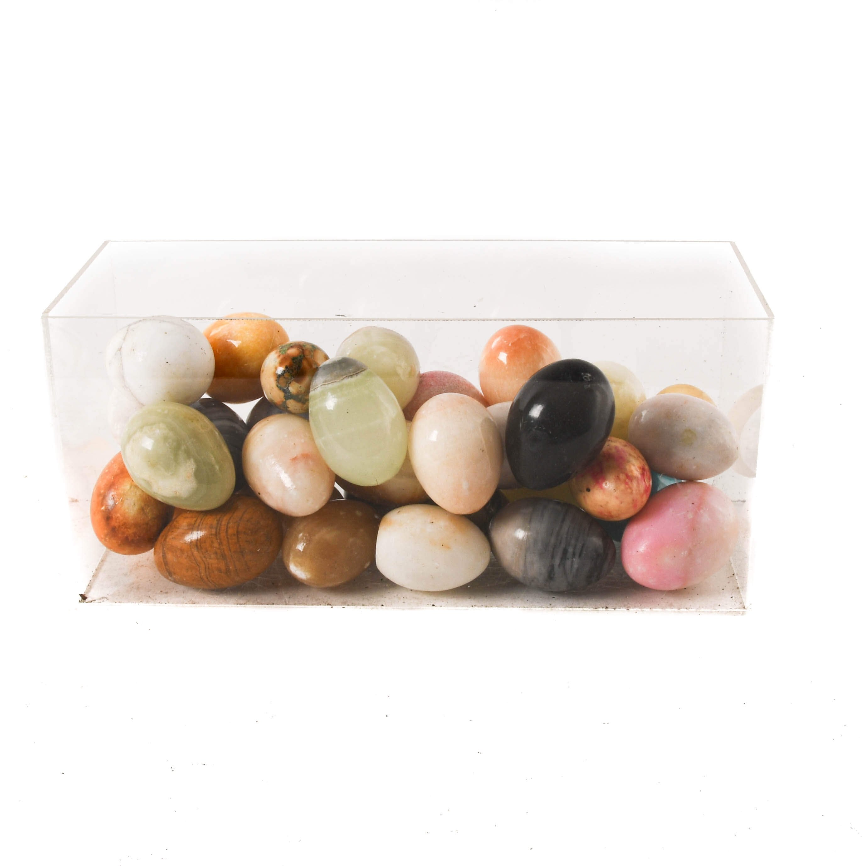 Large Assorted Mixed Alabaster, Agate, and Stone Egg Sculptures-5