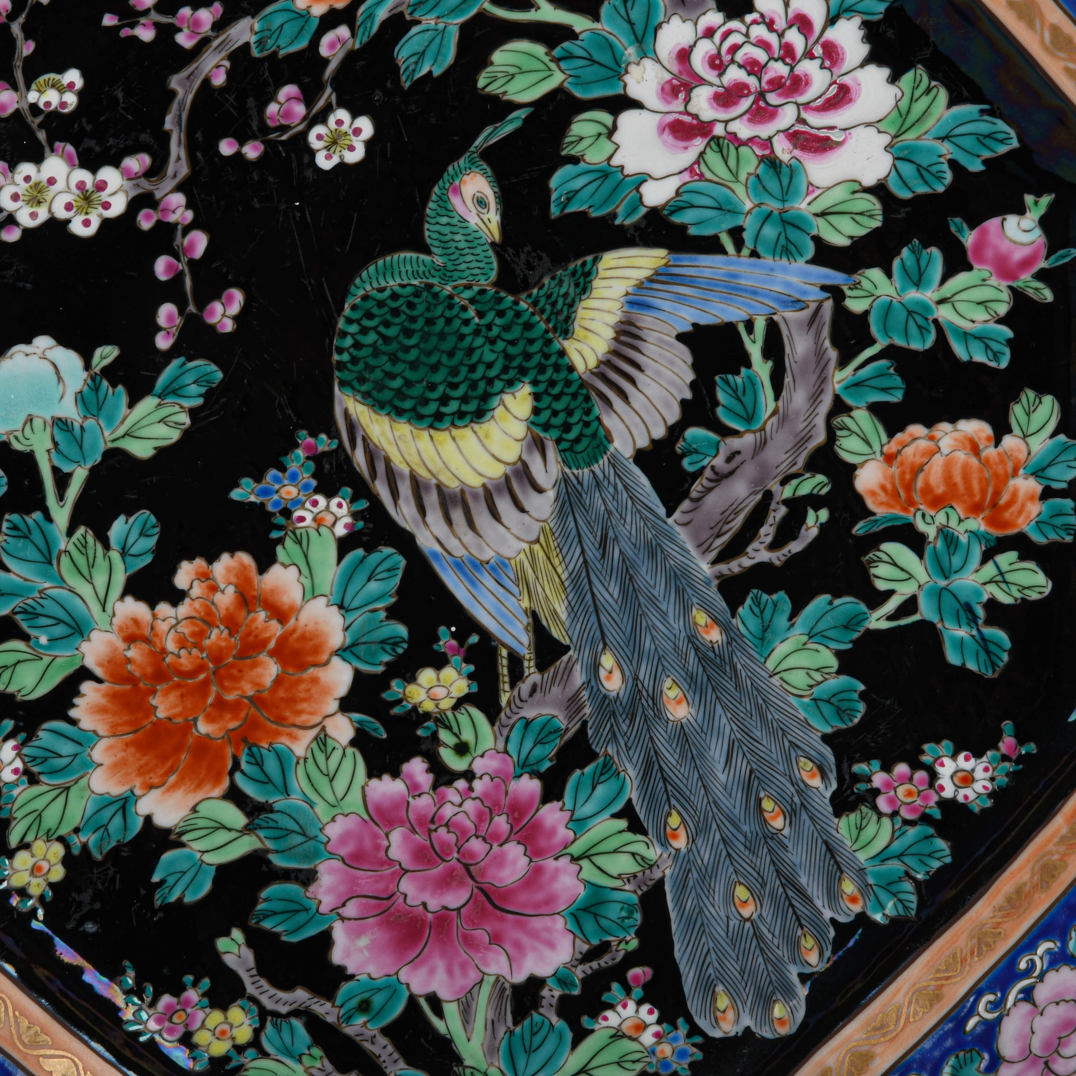 Chinese Famille Noir Porcelain Platter-3