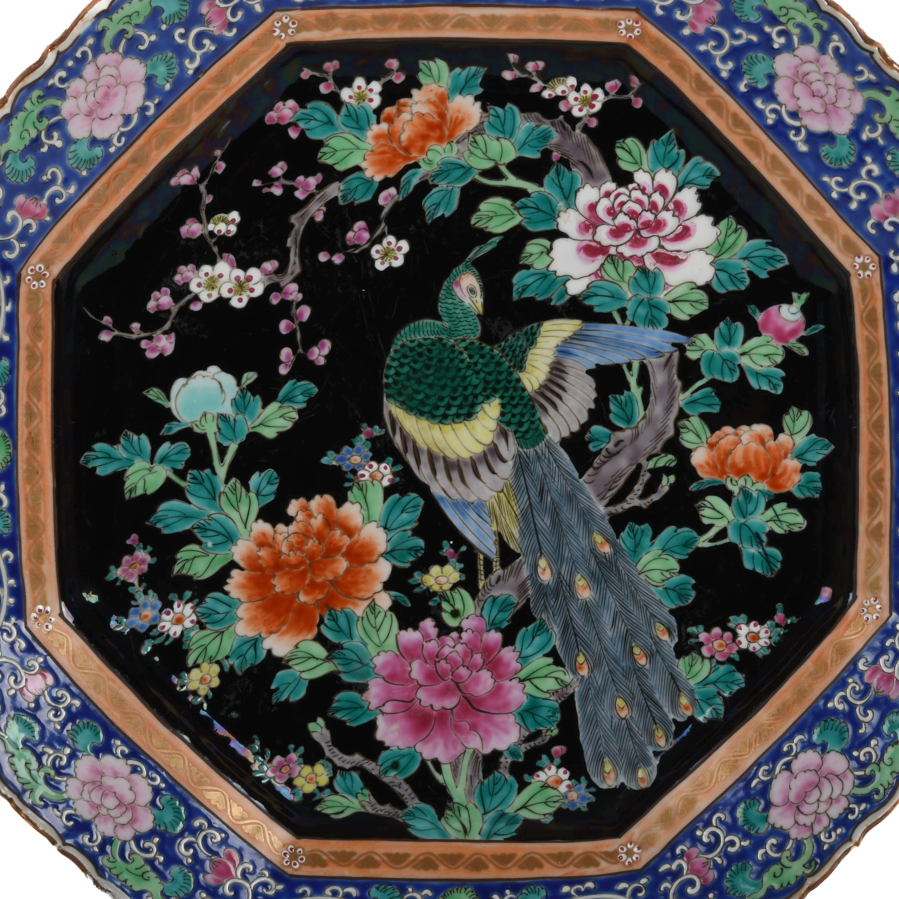 Chinese Famille Noir Porcelain Platter-2