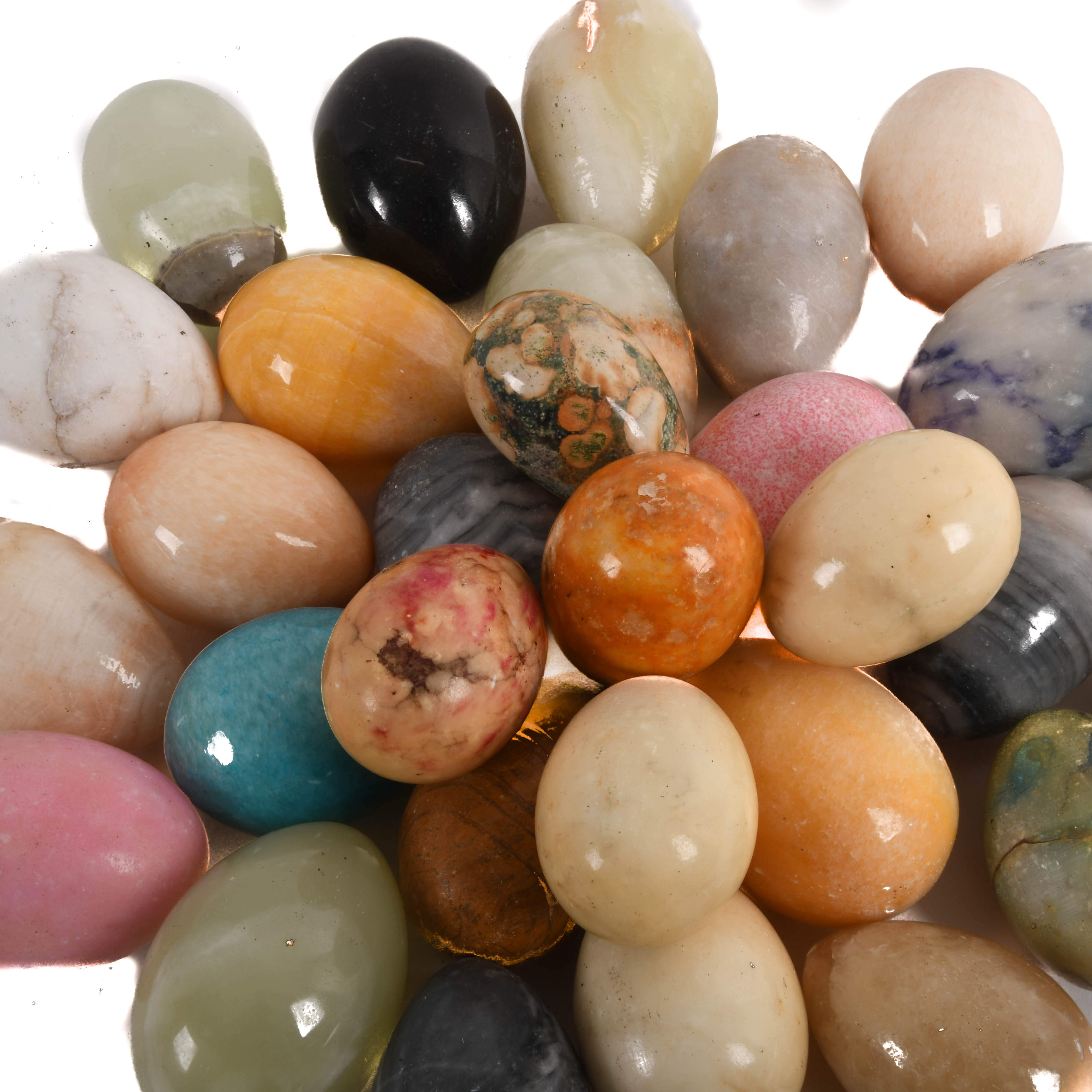 Large Assorted Mixed Alabaster, Agate, and Stone Egg Sculptures-2