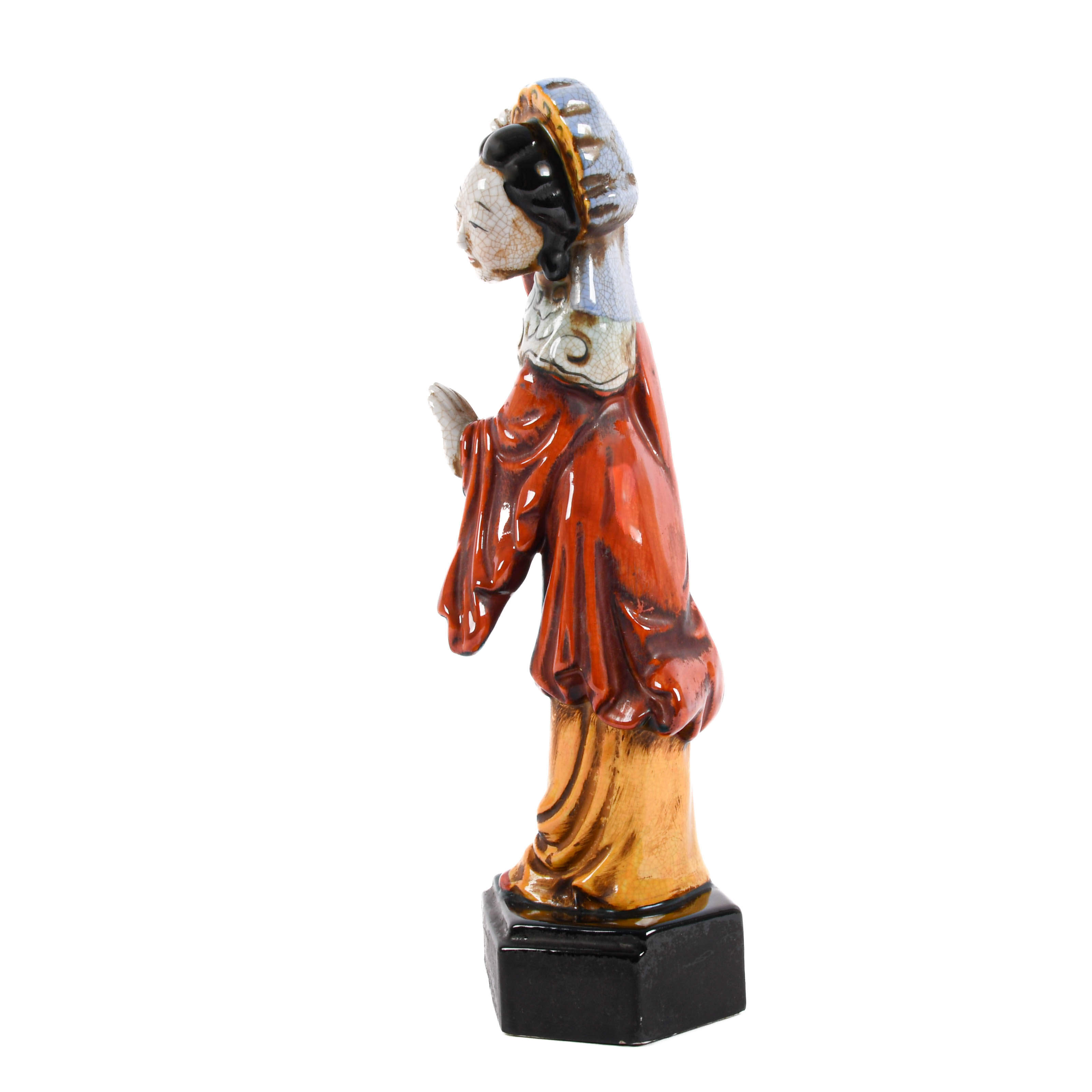 Chinese Porcelain Lady Figure Statue-3