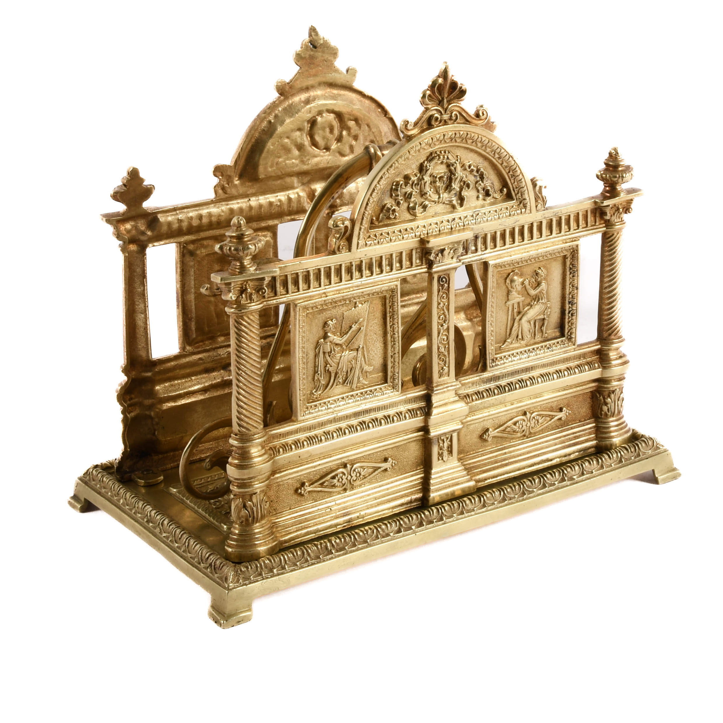 Antique English Neoclassical Brass Letter Holder-6
