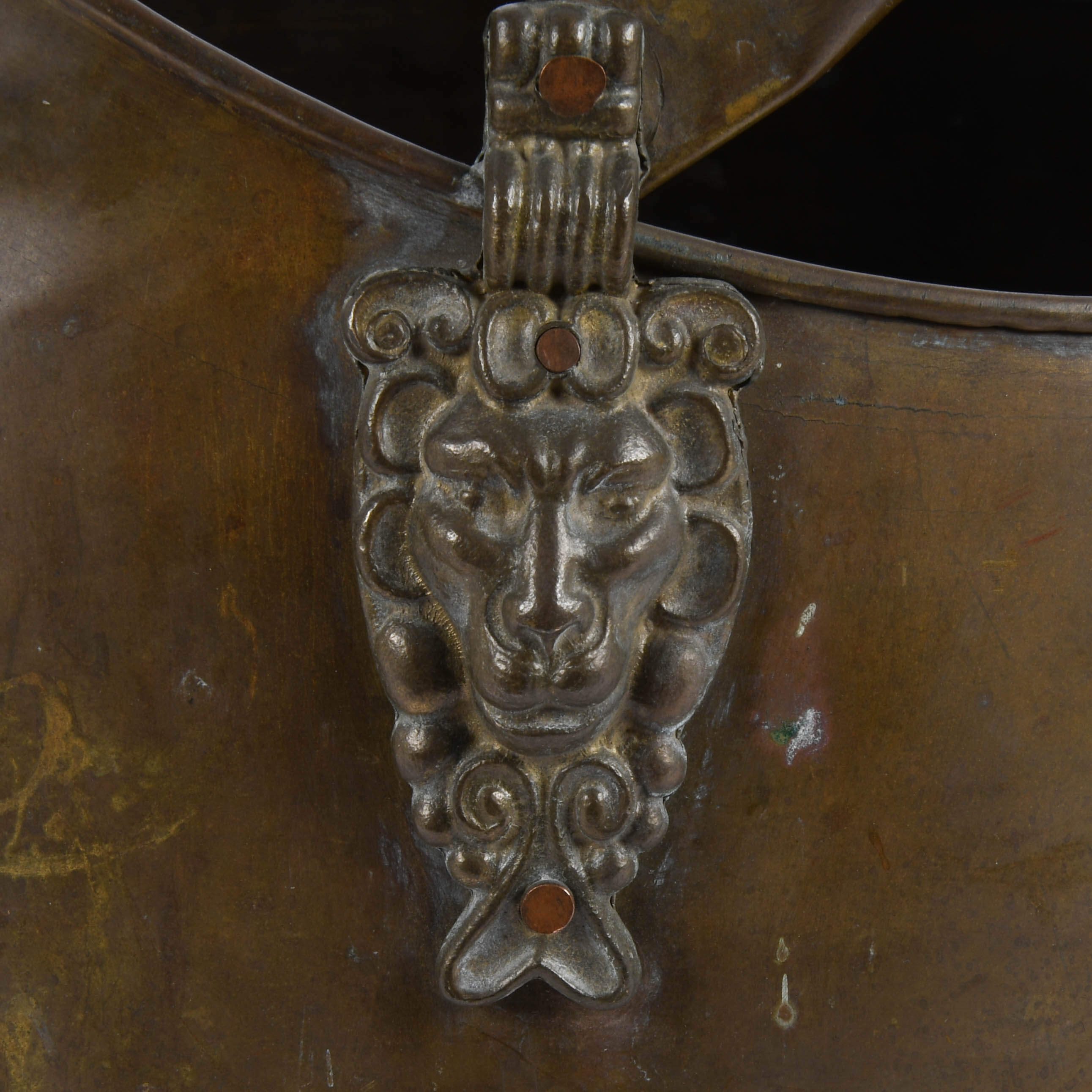 Antique Copper and Delft Handle Coal Bucket-6