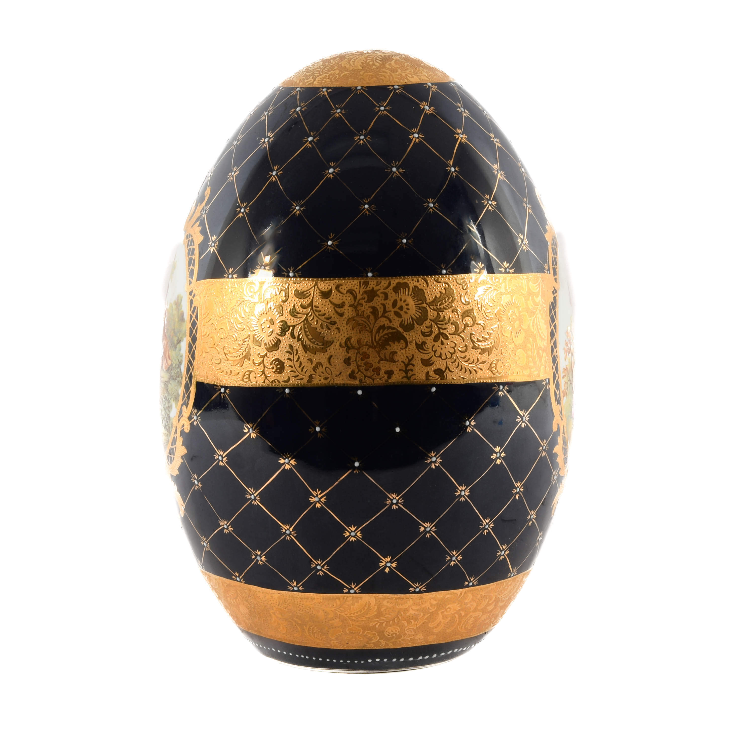 Oversized Limoges-Style Cobalt Blue and Gilt Decorated Egg-3