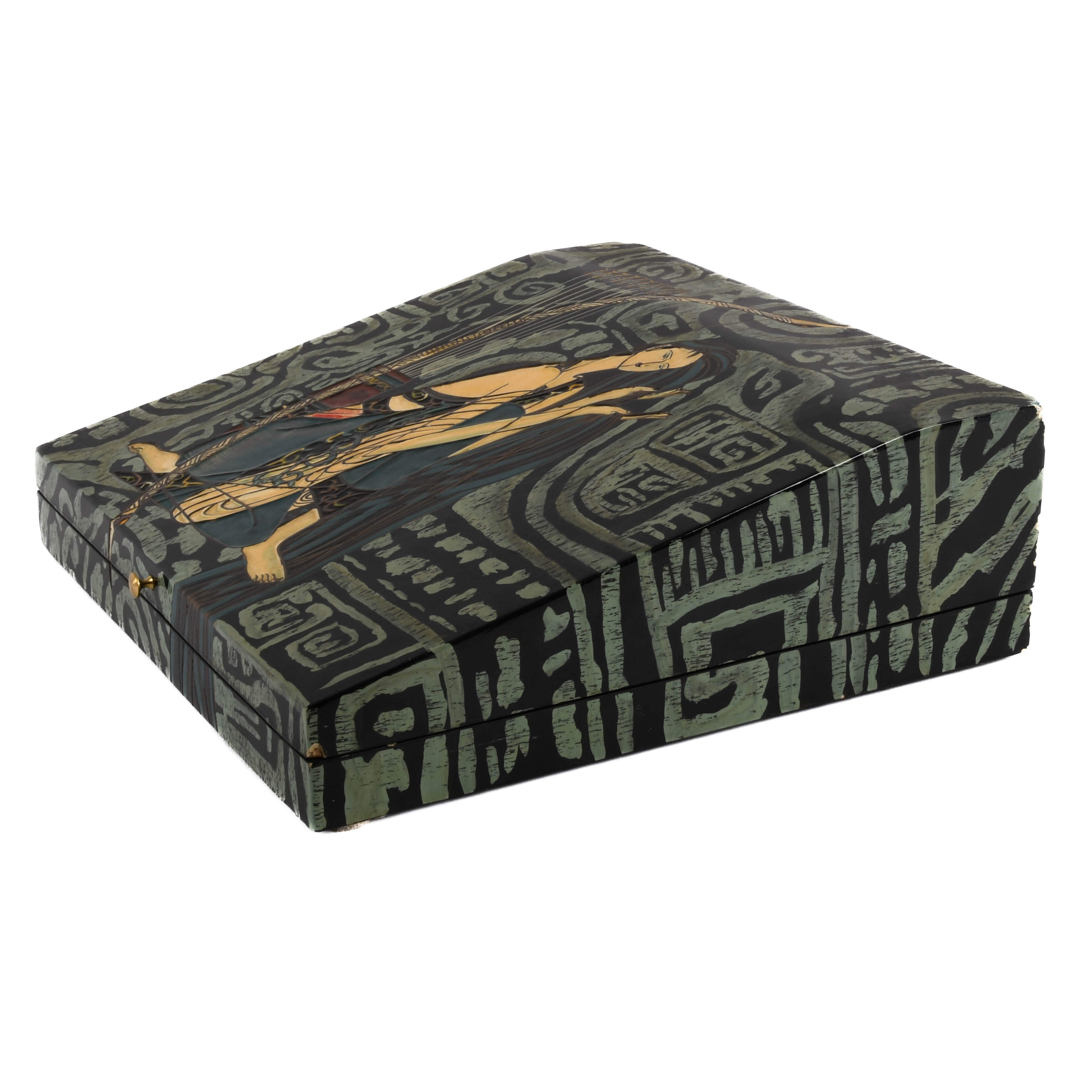 Oversized Art Deco-Style Lacquerware Jewelry Box-3