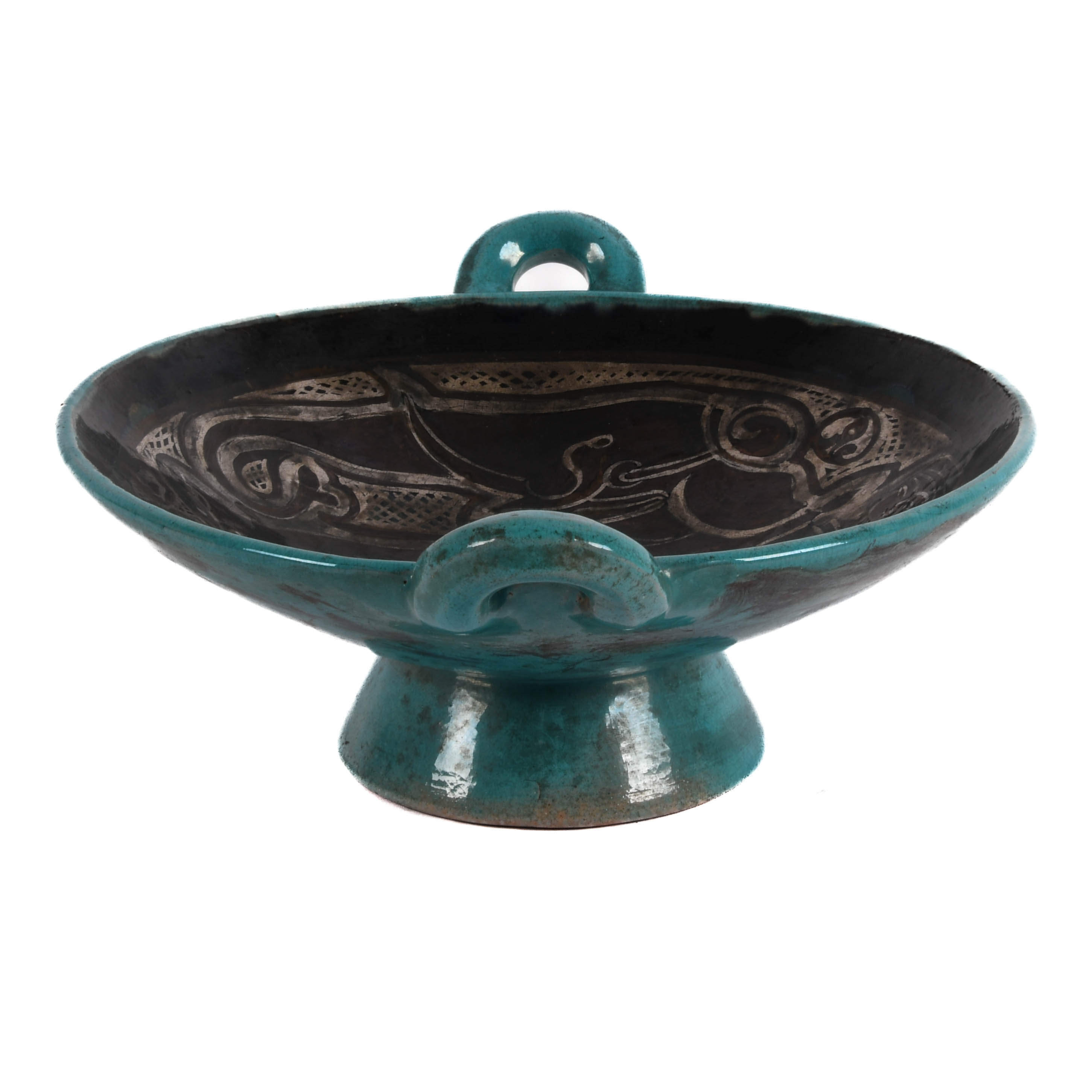 Persian Ceramic Decorated Footed Bowl-4