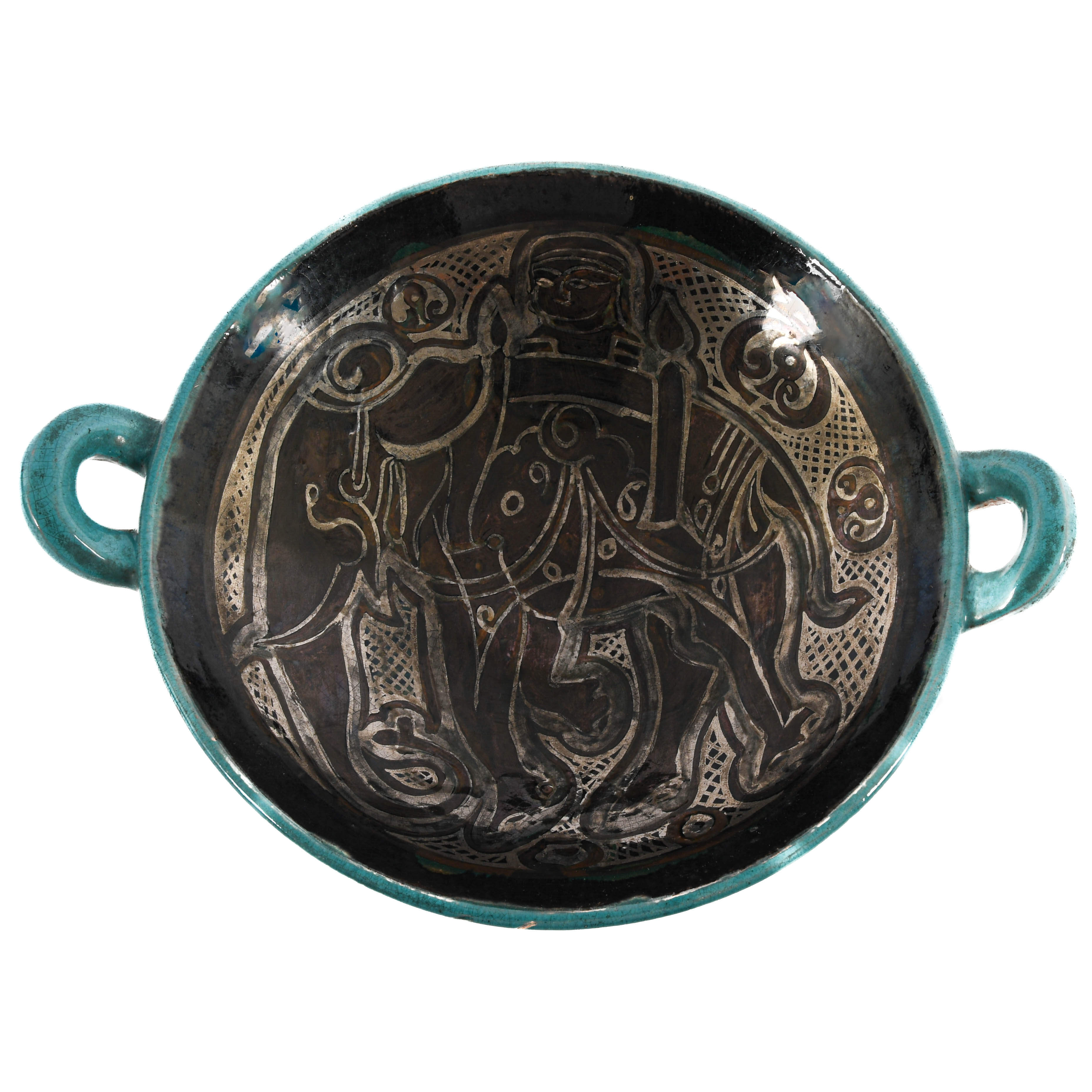 Persian Ceramic Decorated Footed Bowl-1