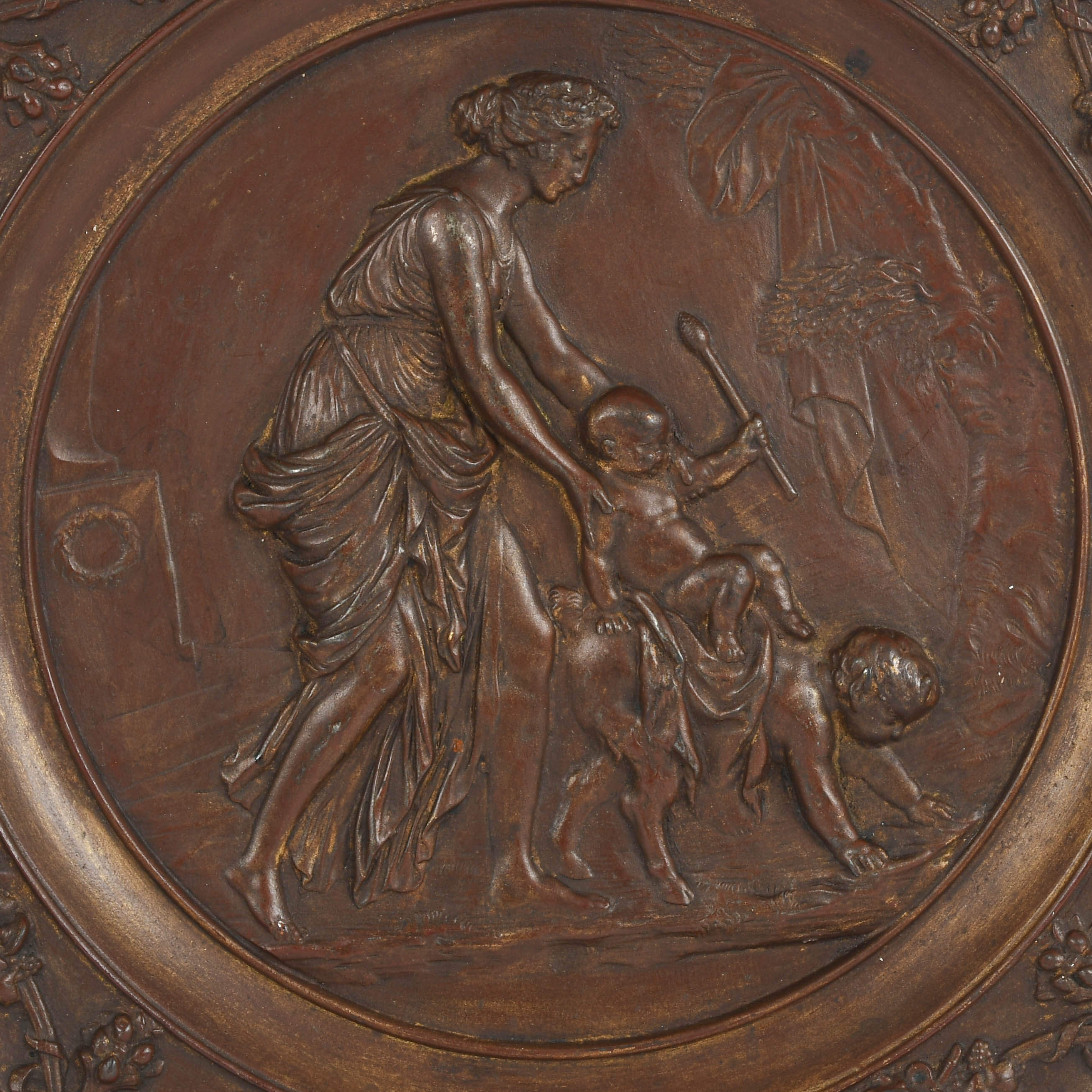Cast Metal Charger Depicting Bacchanal Festival-2